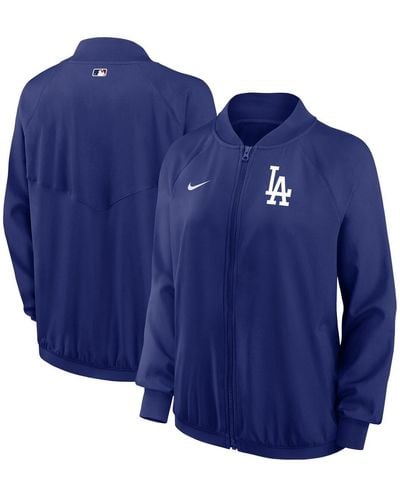 Nike Los Angeles Dodgers Authentic Collection Team Raglan Performance Full-zip Jacket - Blue