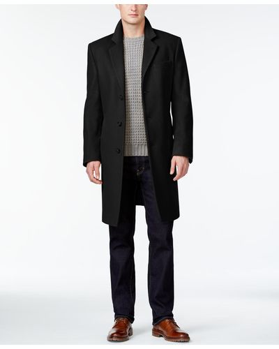 Michael Kors Coat, Slim-fit Madison Cashmere-blend Overcoat - Black