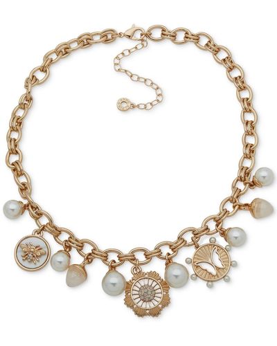 Anne Klein Gold-tone Charm Frontal Necklace - Metallic