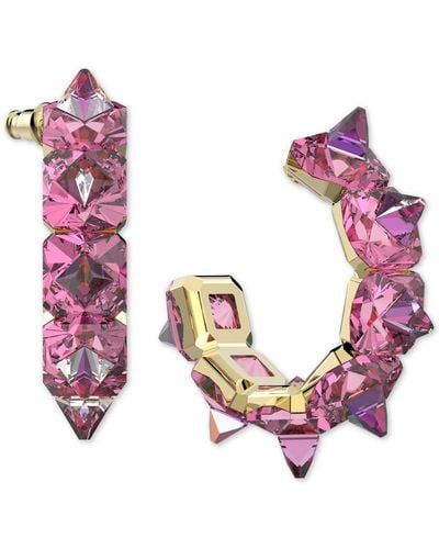 Swarovski Gold-tone Chroma Spiky Crystal Hoop Earrings - Pink