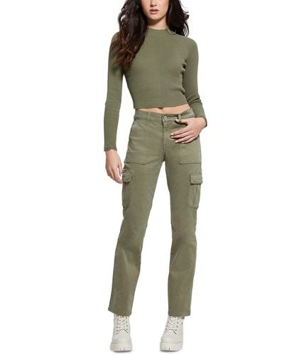 Guess Sexy Straight Mid-rise Cargo Pants - Green