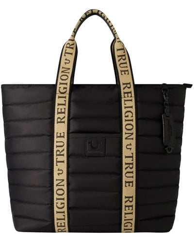 True Religion Nylon Solid Quilted Tote - Black