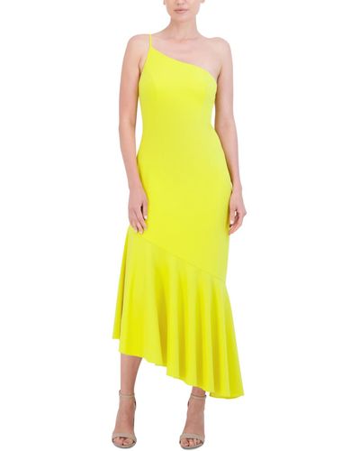 Laundry by Shelli Segal Asymmetrical One-shoulder Crepe Midi Dress - Yellow