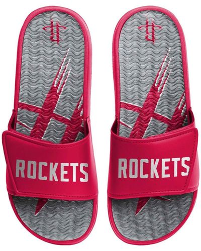 FOCO Houston Rockets Wordmark Gel Slide Sandals - Red