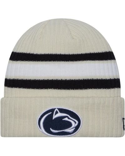 KTZ Distressed Penn State Nittany Lions Vintage-like Cuffed Knit Hat - Natural