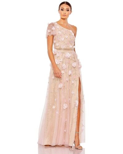 Mac Duggal Floral Embellished One Shoulder A Line Gown - Pink