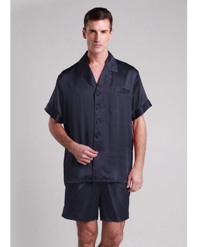 LILYSILK 22 Momme Classic Short Silk Pajamas Set - Blue