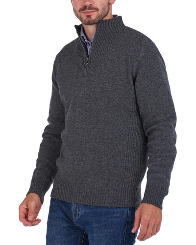 Barbour Nelson Essential Wool Quarter Zip Sweater - Blue