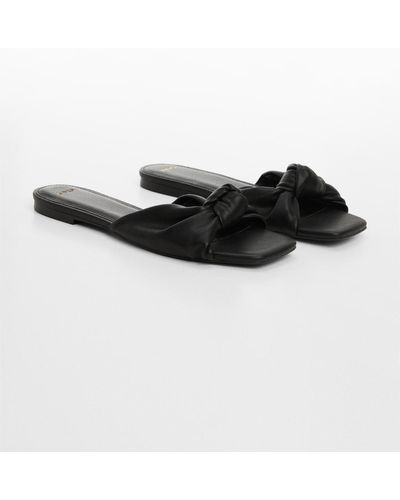 Mango Square Toe Knot Sandals - Black