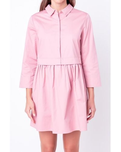 English Factory Shirt Mini Dress - Pink