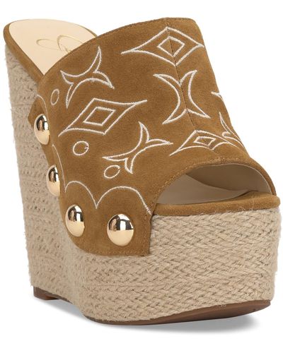 Jessica Simpson Vadim Embroidered Espadrille Wedge Heel Platform Sandals - Natural