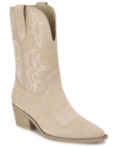 Nine West Yodown Western Boots - Natural