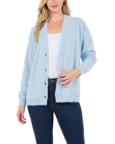 Fever Feather Cardigan Sweater - Blue