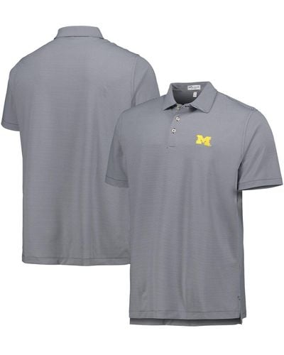 Peter Millar Michigan Wolverines Jubilee Striped Performance Jersey Polo Shirt - Gray