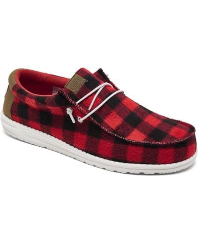 Hey Dude Wally Casual Moccasin Sneakers From Finish Line - Red