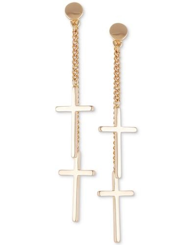 Guess Chain & Cross Front-and-back Earrings - Metallic