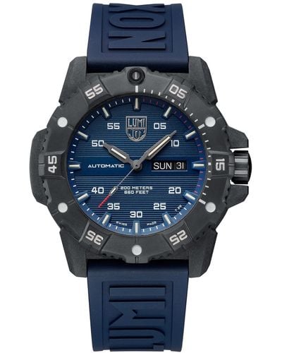 Luminox Swiss Automatic Master Carbon Seal Blue Rubber Strap Watch 45mm