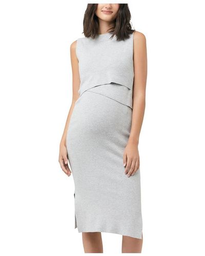 Ripe Maternity Maternity Layered Knit Nursing Dress - White