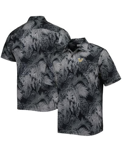 Tommy Bahama Vanderbilt Commodores Coast Luminescent Fronds Islandzone Button-up Camp Shirt - Black
