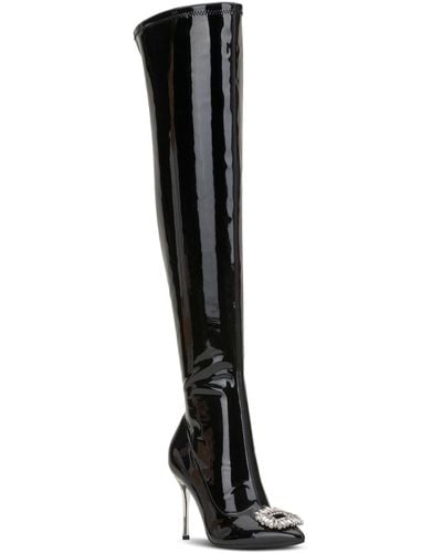 INC International Concepts Romina Embellished Pointed-toe Over-the-knee Boots - Black