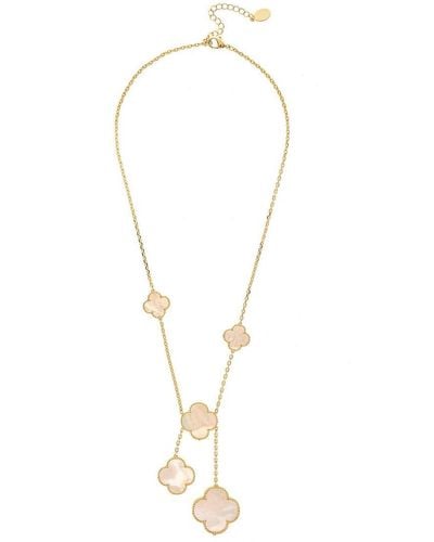 Rivka Friedman Mother Of Pearl Clover Station Y Necklace - Metallic