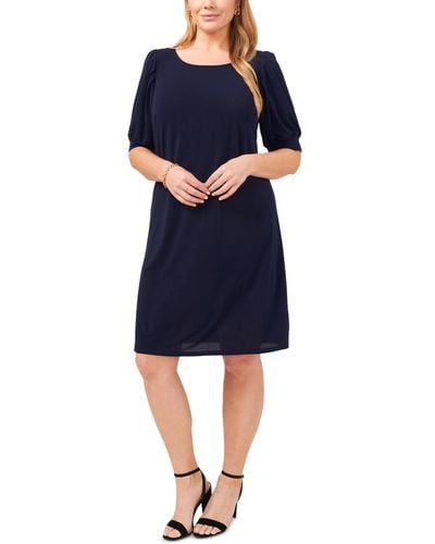 Msk Plus Size Puff-sleeve Sheath Dress - Blue