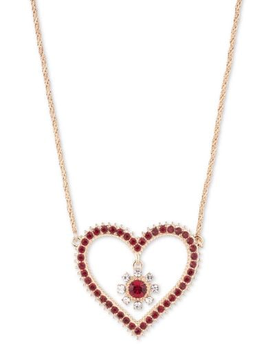 Marchesa Gold-tone Color Crystal Heart Pendant Necklace - Metallic