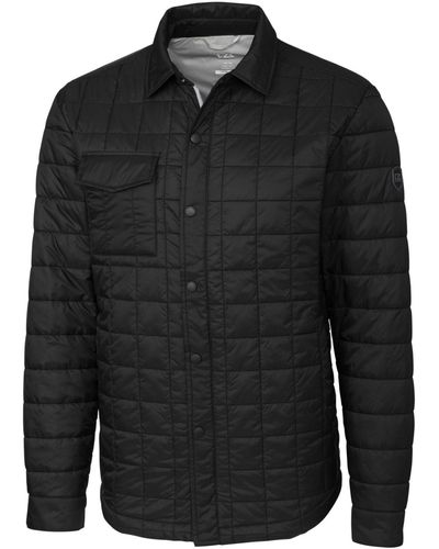 Cutter & Buck Rainier Primaloft Big & Tall Eco Insulated Quilted Shirt Jacket - Black