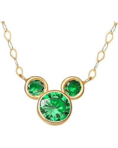 Disney Mickey Mouse Cubic Zirconia Birthstone Pendant Necklace - Green