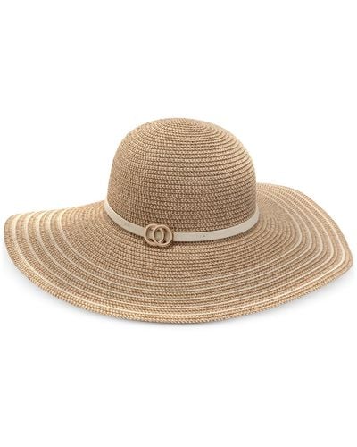 INC International Concepts Striped Floppy Hat - Natural