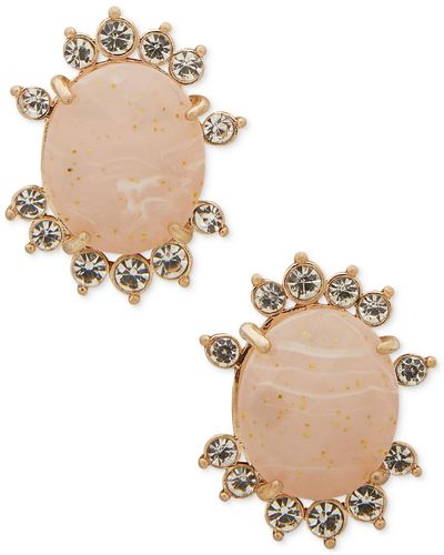 Lonna & Lilly Gold-tone Pave Crackled Stone Stud Earrings - Natural