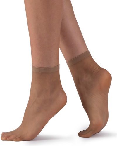 LECHERY Italian Made Matte Silk Sheer Socks - Brown