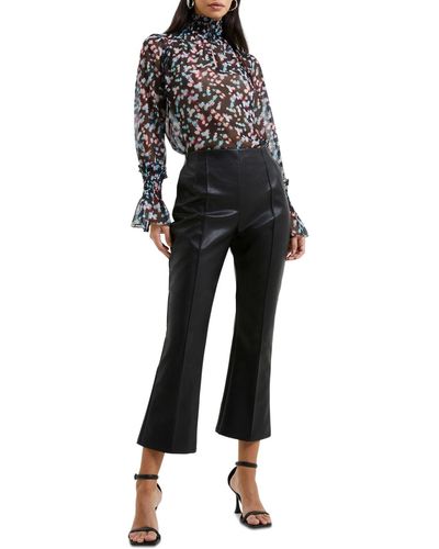 French Connection Claudia Faux-leather Kick-flare Pants - Black