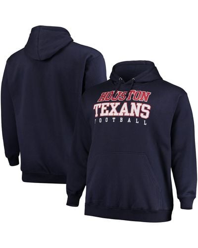 Majestic Houston Texans Big And Tall Stacked Pullover Hoodie - Blue