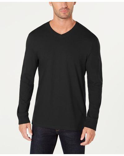 Club Room V-neck Long Sleeve T-shirt - Black