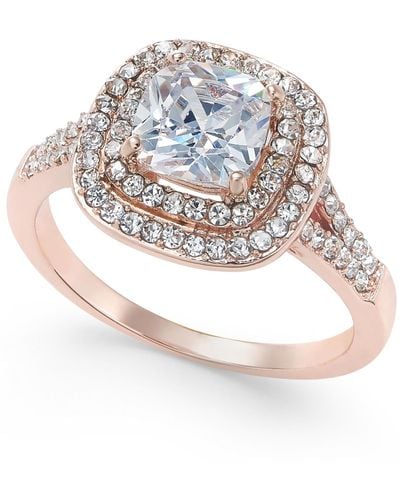 Charter Club Rose Gold-tone Stone And Crystal Double Halo Statement Ring - Metallic