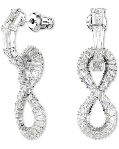 Swarovski Rhodium-plated Mixed Crystal Infinity Charm Hoop Earrings - White