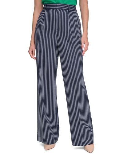 Tommy Hilfiger Striped High-rise Wide-leg Pants - Blue
