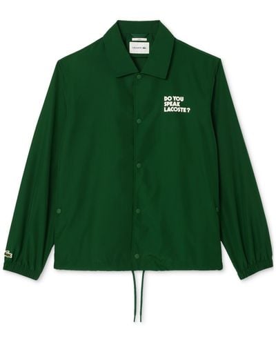 Lacoste Lightweight Snap-front Coach Jacket - Green