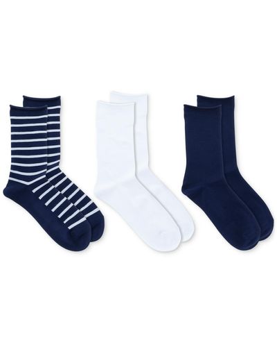 Lauren by Ralph Lauren Lauren Super Soft St James Stripe Crew Socks - Blue