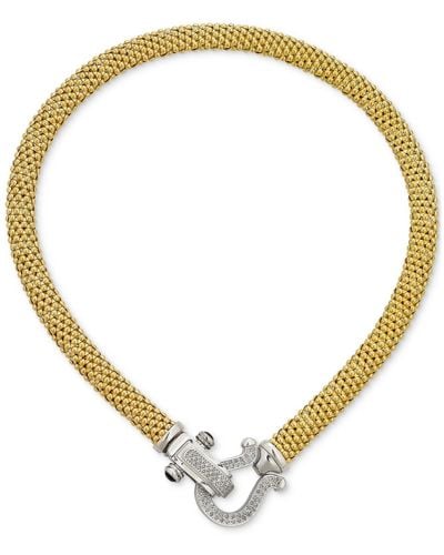 Macy's Diamond Horseshoe Link Mesh 17" Collar Necklace (5/8 Ct. T.w. - Metallic