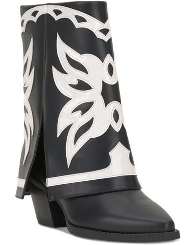 INC International Concepts Jadiza Western Cuff Boots, Created For Macy's - Black
