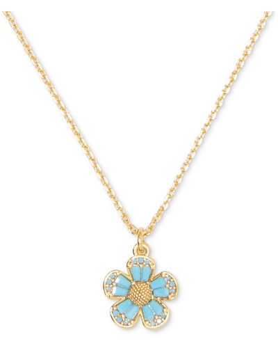 Kate Spade Gold-tone Stone Fleurette Pendant Necklace - Metallic