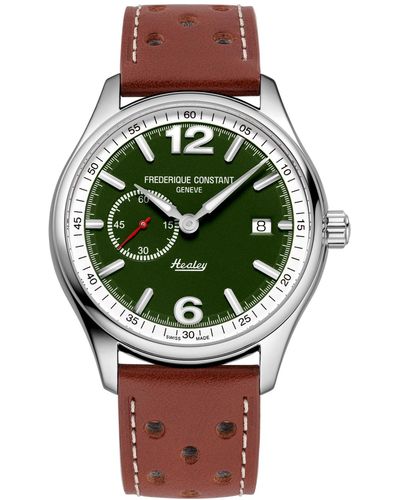Frederique Constant Swiss Automatic Vintage Rally Healey Leather Strap Watch 40mm - Green