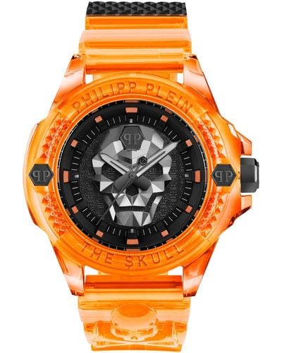 Philipp Plein The Skull Scuba Duba Silicone Strap Watch 44mm - Orange