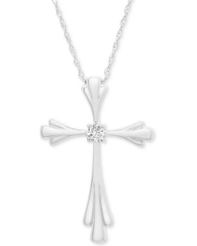 Macy's Diamond Accent Cross 18" Pendant Necklace - White