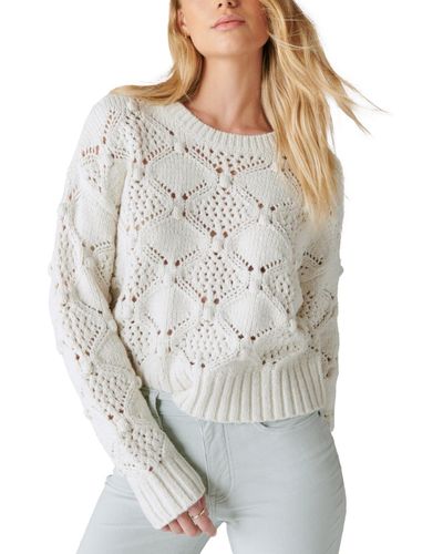 Lucky Brand Open-stitch Pullover Sweater - Gray