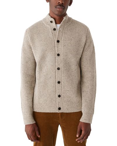 Frank And Oak The Donegal Relaxed Fit Button-front Ribbed Sweater - Natural