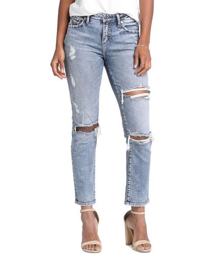 Silver Jeans Co. Banning Slim-leg Distressed Jeans - Blue