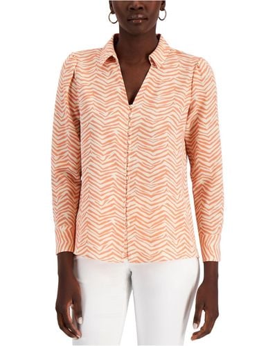Alfani Long Sleeve Button-up Shirt, Created For Macy's - Pink